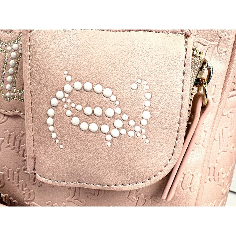 Juicy Couture Pink Diamond Satchel String of Pearls Embossed Dome Bag